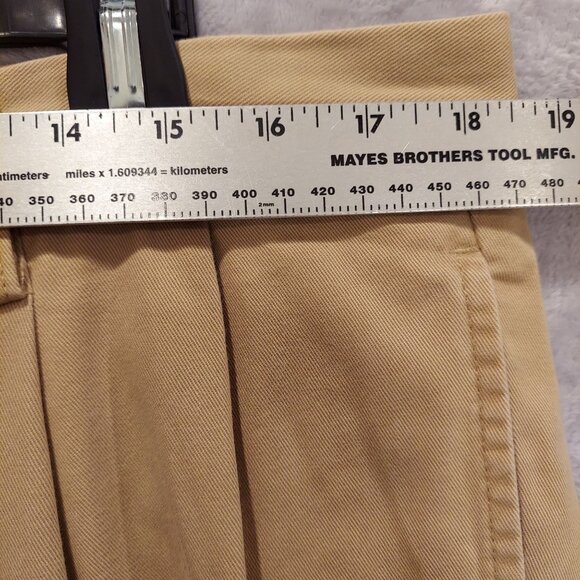 Nautica Mens 38Wx32L Tan cuffed Pleated trouser pants high rise Cotton Career - Picture 9 of 11